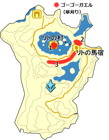 タバンタ辺境のゴーゴーガエルの生息場所の地図