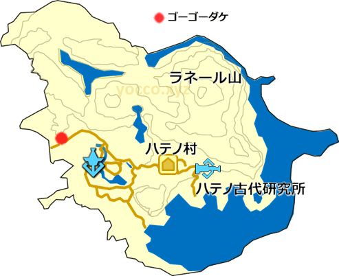 東ハテールのゴーゴーダケの生息場所の地図