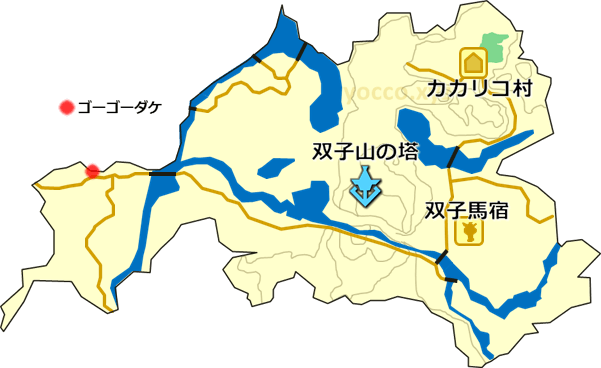 西ハテールのゴーゴーダケの生息場所の地図