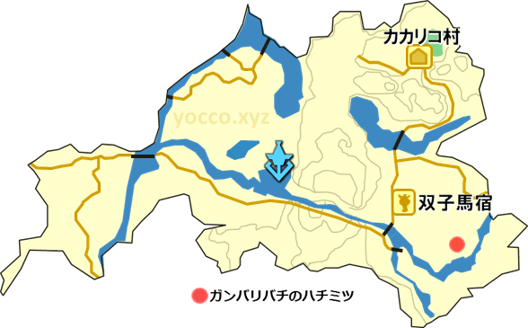 西ハテールのガンバリバチのハチミツのある場所の地図