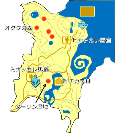 アッカレ地方のガンバリカブトの生息場所の地図