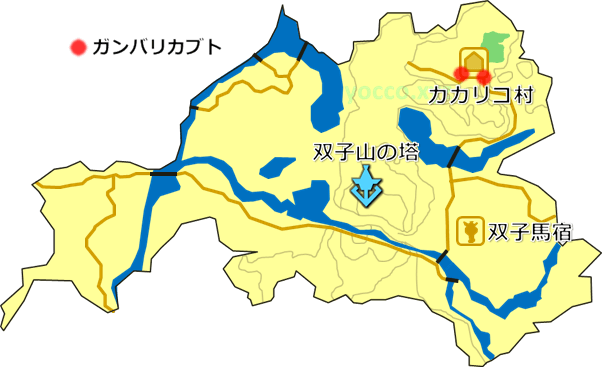 西ハテールのガンバリカブトの生息場所の地図