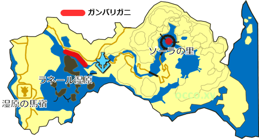 ラネール地方のガンバリガニの生息場所の地図