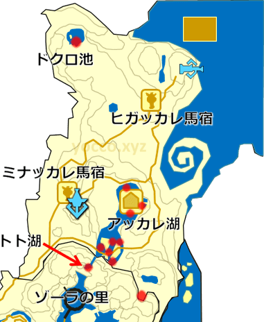 ラネールとアッカレのマックスバスの生息場所の地図