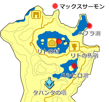 タバンタ辺境のマックスサーモンの生息地の地図