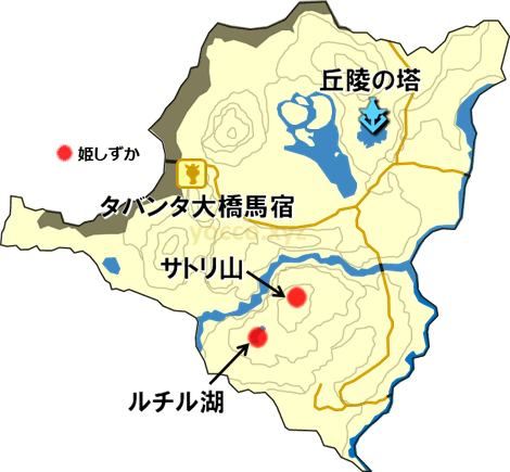 ハイラル丘陵の姫しずかの生息場所の地図