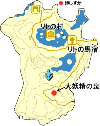 タバンタ辺境の姫しずかの生息場所の地図