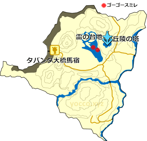 ハイラル丘陵のゴーゴースミレの生息場所の地図