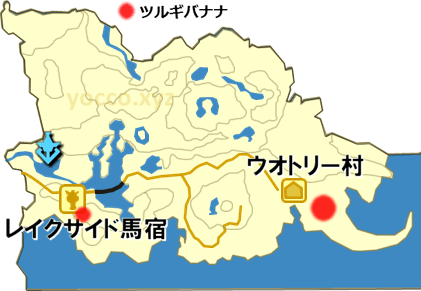 東ハテール（南）とフィローネ熱帯のツルギバナナの生息場所の地図