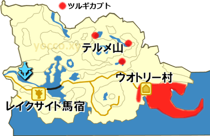 ハテール（南）のツルギカブトの生息場所の地図