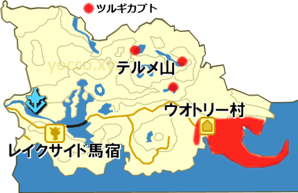 ハテール(南)のツルギカブトの生息場所の地図