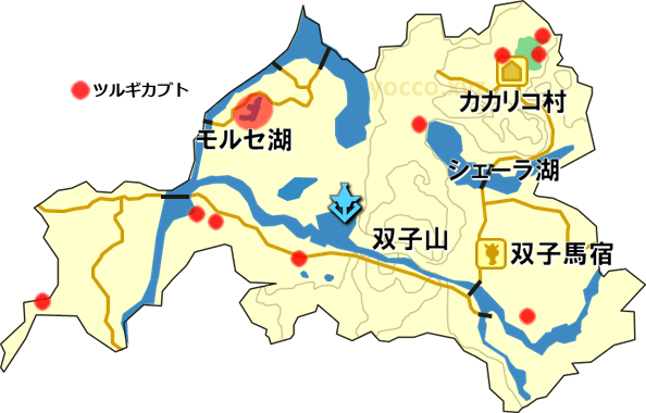 西ハテールのツルギカブトの生息場所の地図