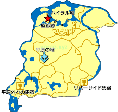 チンクルの服のある場所(監獄跡)の地図