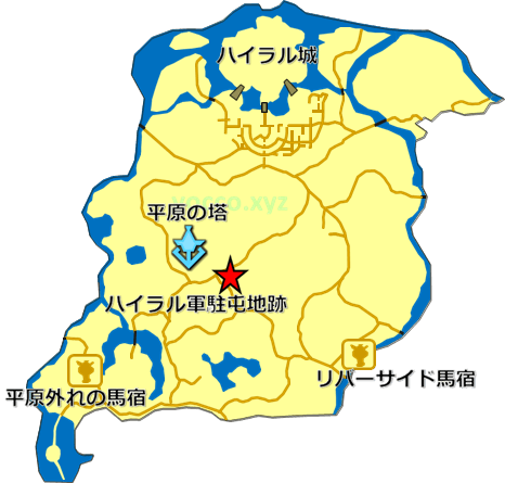 ファントムのすねあてのある場所(ハイラル軍駐屯地跡)の地図