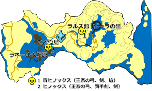 ラネール地方のヒノックスの居場所の地図