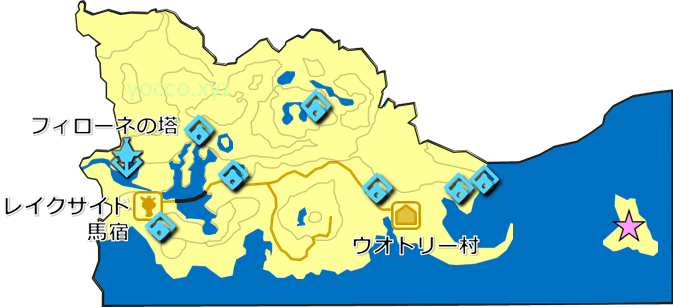 野生の試練が行われる場所（サイハテノ島）の地図