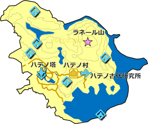 『ラネール山のお宝を探れ！』の祠の場所の地図